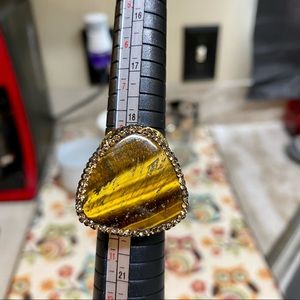 Adjustable Tigers Eye Gold Cigar Ring